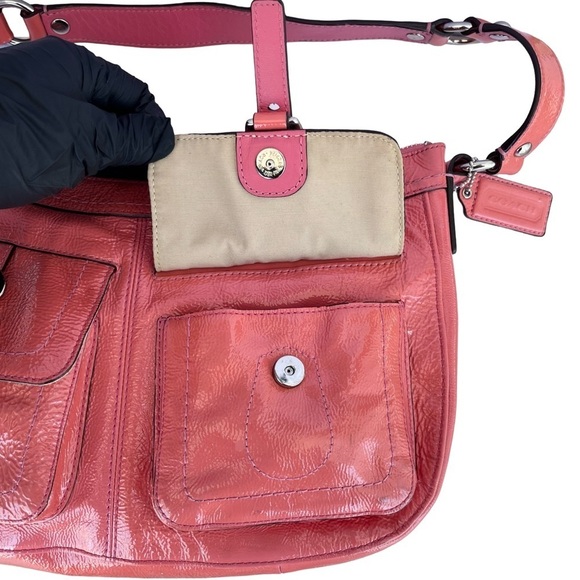 Coach | Patent Leather Purse in Salmon Pink - 12.5” x 8” x 3” - Picture 10 of 14